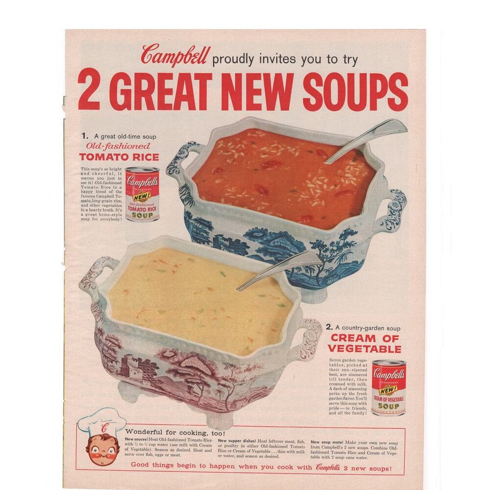 Campbells Tomato Rice Soup / Studebaker Lark Advertisement Vtg 1959 Automobilia